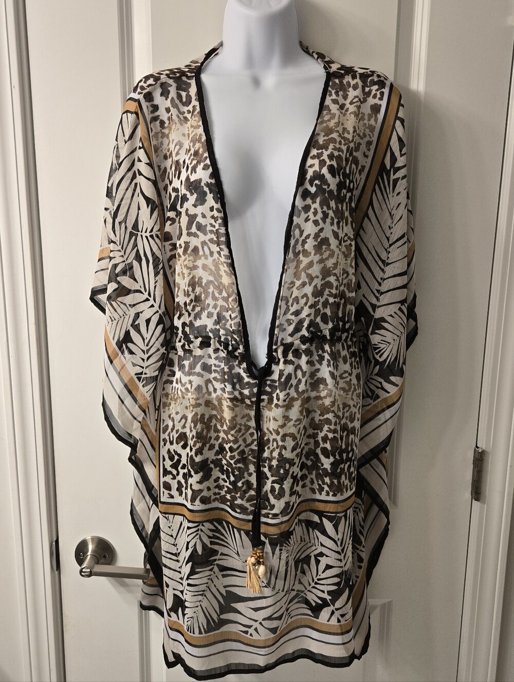 BLEU Rod Beattie Coverup| Brown Patterned Top|Size Large